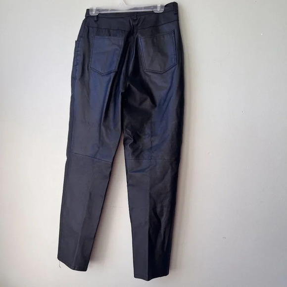 Black Leather High-Waisted Pants By Newport News Best Of Europe Size‎ 14 - Picture 4 of 6